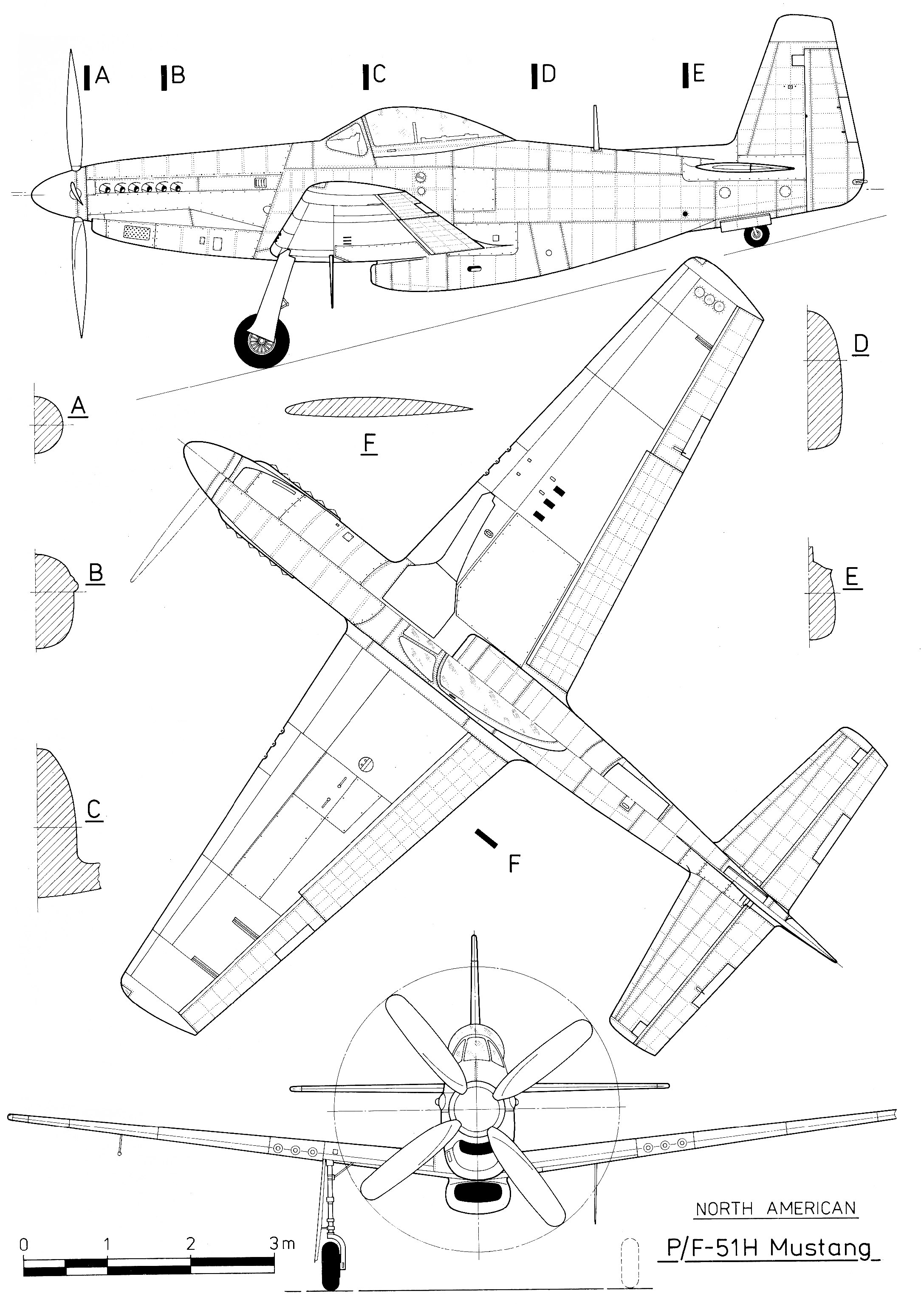 North American P-51H Mustang drawings